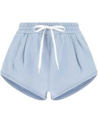 Femme Vêtements Shorts Mini shorts Veste Droite Courte En Grain De Poudre Miu Miu en coloris Bleu 