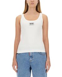 Moschino - Sleeveless Ribbed Knit Top - Lyst