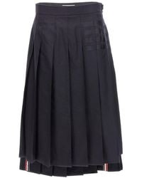 Thom Browne - Stripe Detailed Pleated Skirt - Lyst