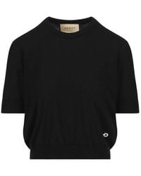 Gucci Horsebit Logo Knit Short-sleeved T-shirt - Black