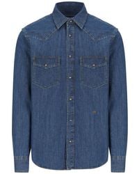Jacob Cohen - Logo-Embroidered Denim Western Shirt - Lyst