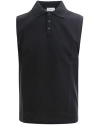 Saint Laurent Cotton Sleeveless Polo Shirt - Black