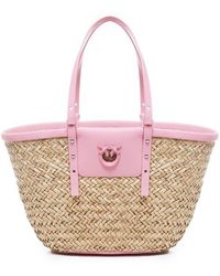 Pinko - Love Summer Logo Detailed Tote Bag - Lyst