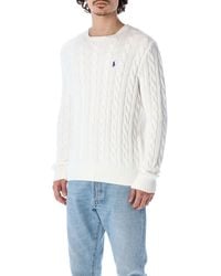 Polo Ralph Lauren Logo Embroidered Cable-knit Sweater - White