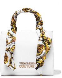 Versace Jeans Couture Logo Plaque Baroque Printed Tote Bag - White