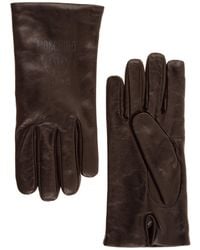 Moschino Leather Gloves Double Question Mark - Black
