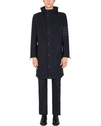 Thom Browne Technical Cotton Twill Parka With 4 Bar Detail - Blue