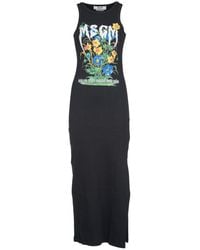 MSGM - Logo Printed Sleeveless Dress - Lyst