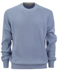 Brunello Cucinelli - Cotton Rib Sweater With Raglan Sleeve - Lyst