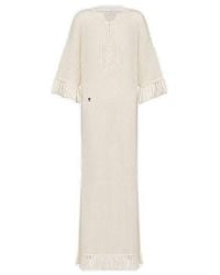 Dior - Logo Embroidered Fringe Detailed Dress - Lyst
