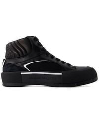 McQueen - Seal-Embroidered High-Top Sneakers - Lyst