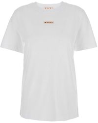Marni - Crewneck T-Shirt With Logo Patch On The Front - Lyst
