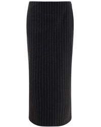 Versace - Pinstripe High Waist Midi Skirt - Lyst