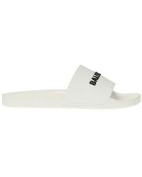 Balenciaga Logo Embossed Open-toe Sandals - White