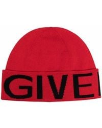 Givenchy - Bold Branded Logo Red Beanie Hat - Lyst