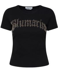 Blumarine - T-shirt Maxi Logo Strass - Lyst