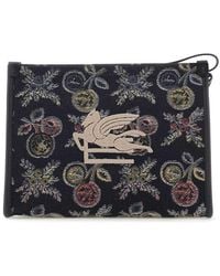 Etro - Logo Embroidered Floral Clutch Bag - Lyst