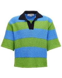 Sunnei - Striped Knitted Polo Shirt - Lyst