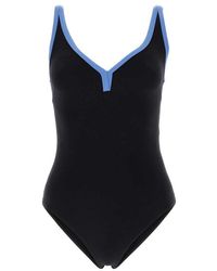 Lisa Marie Fernandez - Maria Contrast-Trim V-Neck Swimsuit - Lyst