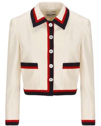 Miu Miu - Buttoned Cropped Jacket - Lyst