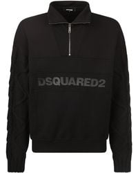 DSquared² Logo Printed Half-zip Knit Sweater - Black