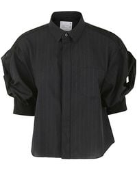 Sacai - Puff-sleeved Striped Shirt - Lyst