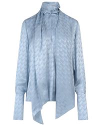 Fendi Scarf Detailed Long-sleeved Shirt - Blue