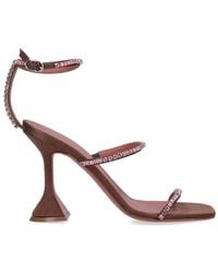AMINA MUADDI - Gilda Embellished Satin Sandals - Lyst