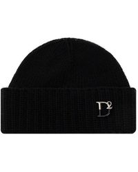 DSquared² - Monogram-plaque Knitted Beanie - Lyst
