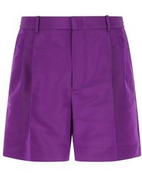 Valentino Mid-rise Pleated Detailed Shorts - Purple
