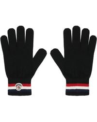 Moncler - Logo Patch Stripe Detailed Gloves - Lyst