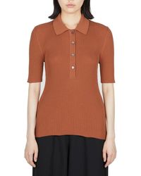 A.P.C. - Danae Ribbed-knit Polo Shirt - Lyst