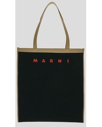 Marni - Logo Embroidered Top Handle Bag - Lyst