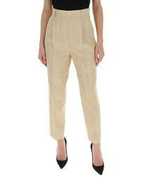 Max Mara High-waisted Straight Leg Pants - Natural