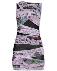 Versace - All-over Printed Draped Dress - Lyst