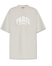 Balenciaga - Paris Logo Printed Oversized T-shirt - Lyst