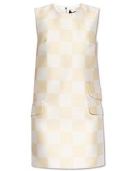 Versace - Checkerboard-printed Sleeveless Mini Dress - Lyst