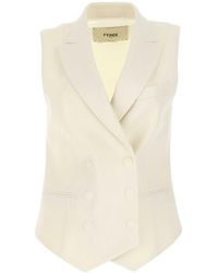 Fendi Double-breasted Linen Vest - White