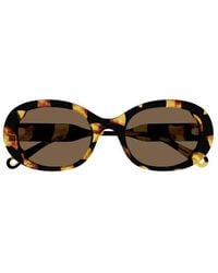 Chloé - Retro Oval Frame Sunglasses - Lyst