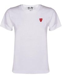COMME DES GARÇONS PLAY - Overlapping Heart Embroidered Crewneck T-shirt - Lyst