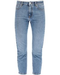 MSGM Jeans With Logo Print 38 Cotton,denim - Blue