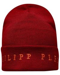 Philipp Plein - Wool Blend Red Beanie - Lyst