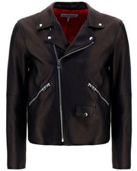 Loewe - Zip-Up Leather Biker Jacket - Lyst