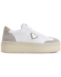 Prada - Downtown Logo Plaque Lace-Up Sneakers - Lyst