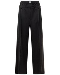 MSGM - Logo Patch Wide Leg Trousers - Lyst