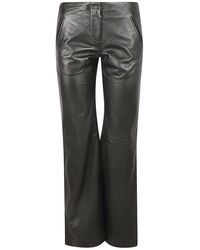 Alberta Ferretti - Slim Fit Leather Trousers - Lyst