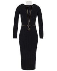 Elisabetta Franchi - Knit Midi Dress With Chain - Lyst