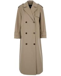 Theory - Double-Breasted Trench Coat With Notched Revers And Shoulder Pads - Lyst