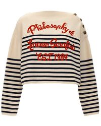 Philosophy Di Lorenzo Serafini - Logo Embroidery Striped Sweater - Lyst