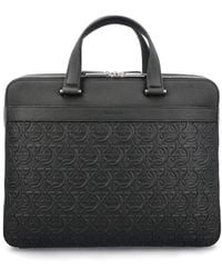Ferragamo - Monogram-embossed Zipped Briefcase - Lyst